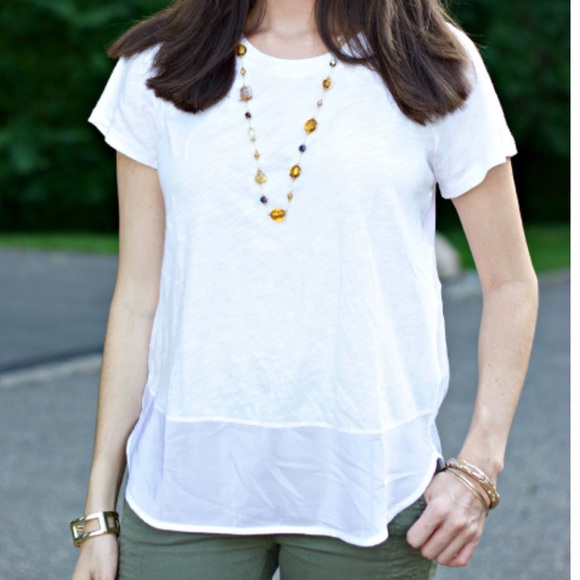 J. Crew Light Blue Tee Combo Cotton & Silk Sz M - Picture 12 of 14